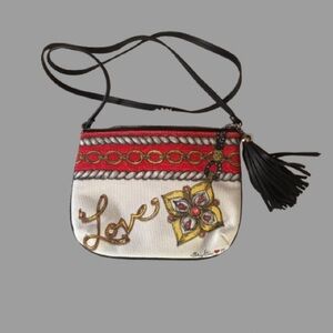 Brighton TC Love Crossbody Bag Floral Tassel Charm Designer Purse NWOT